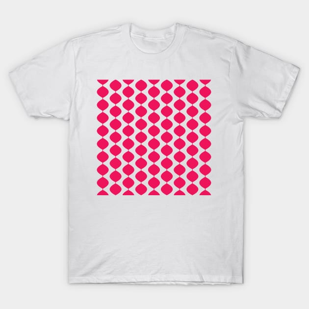 Midcentury Modern Retro 60s Waves Pattern  (Pure Magenta Red) T-Shirt by Makanahele